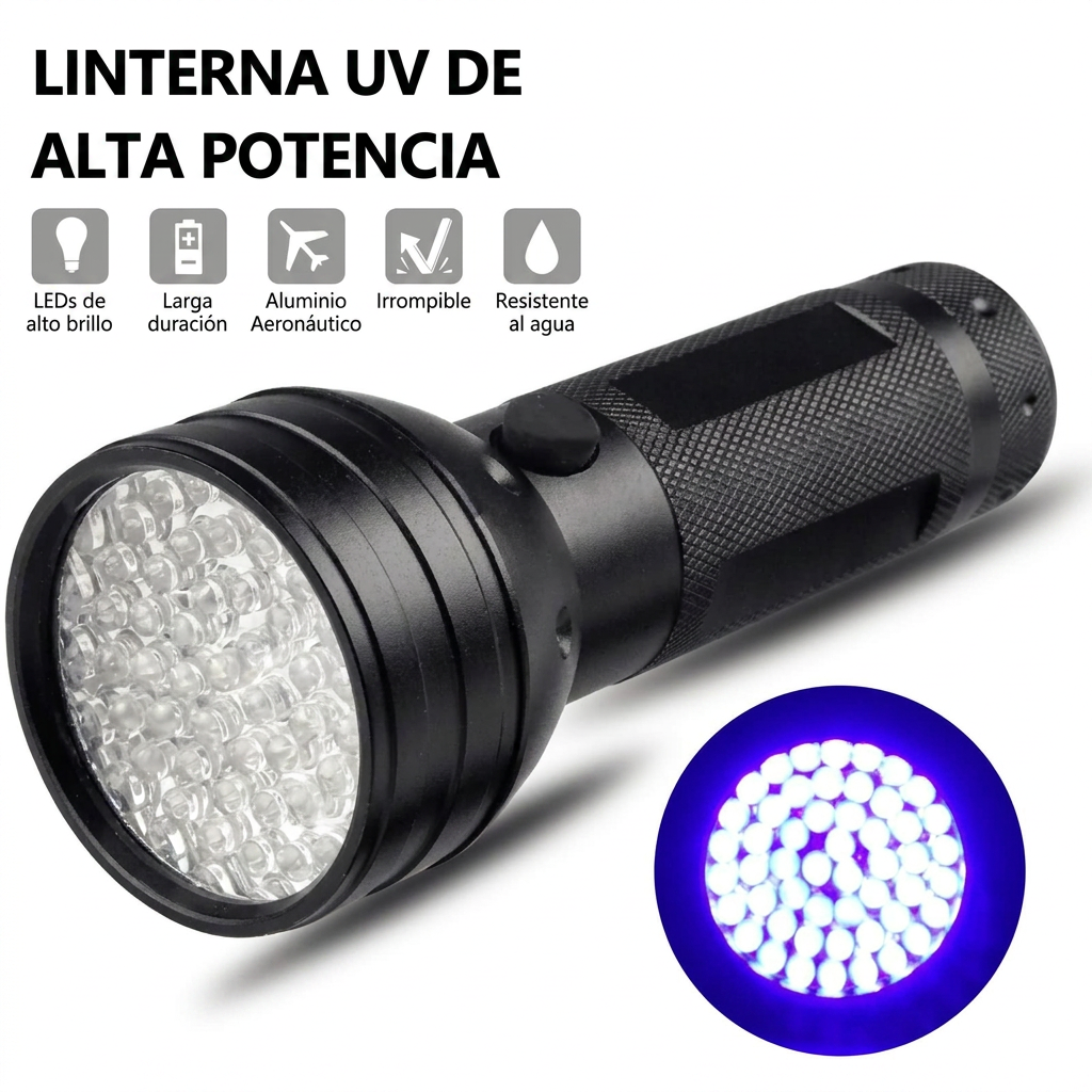 Linterna ultravioleta de mano con 128 LED UV