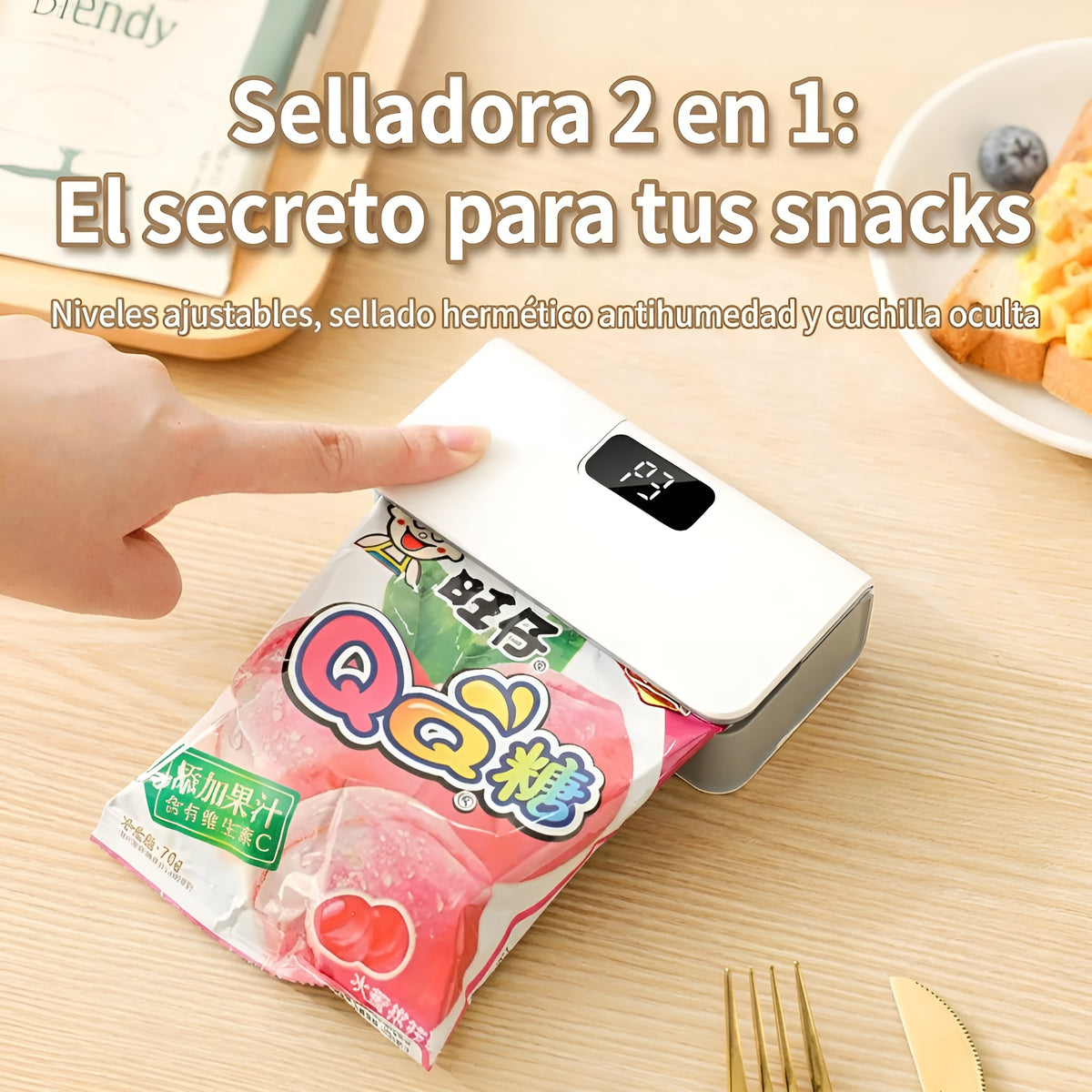 Mini sellador de bolsas portatil