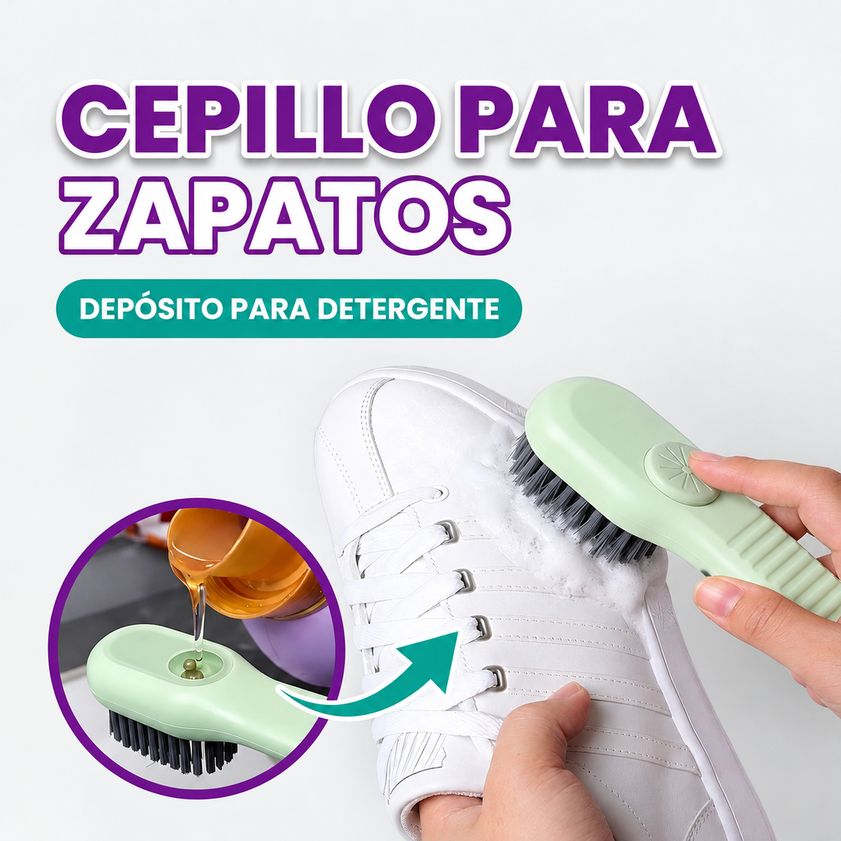 Cepillo multifuncional para zapatos con caja de líquidos