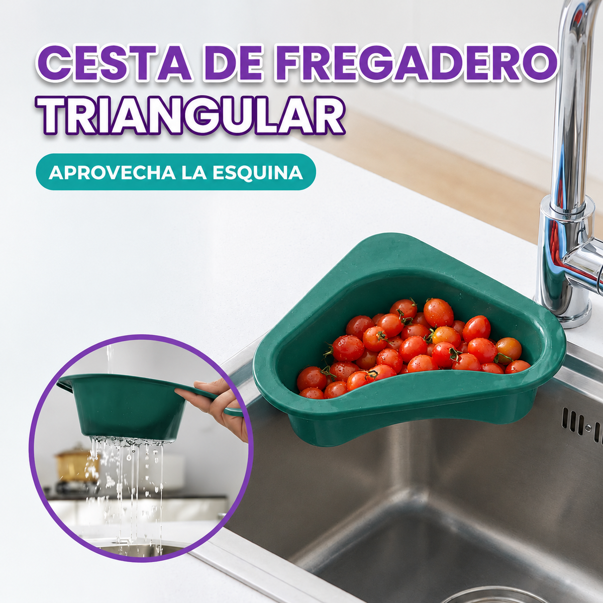 Cesta de fregadero triangular para cocina
