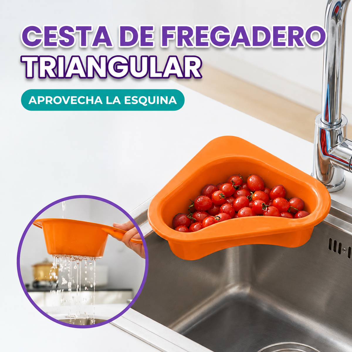 Cesta de fregadero triangular para cocina