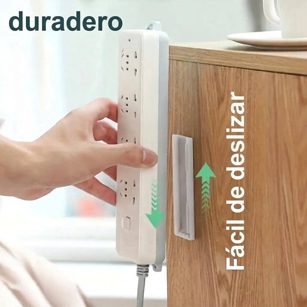 Fijador para regleta de pared con autoadhesivo multifuncional