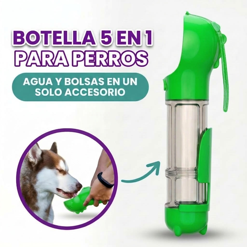 Botella de agua multifuncional 5 en 1 para mascota