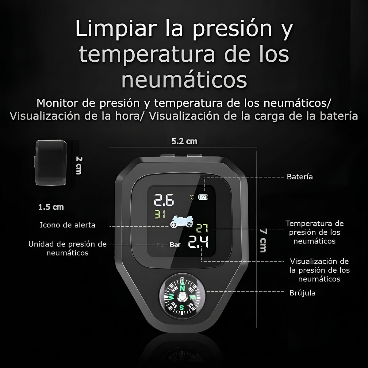 Detector de presion para neumaticos de motos