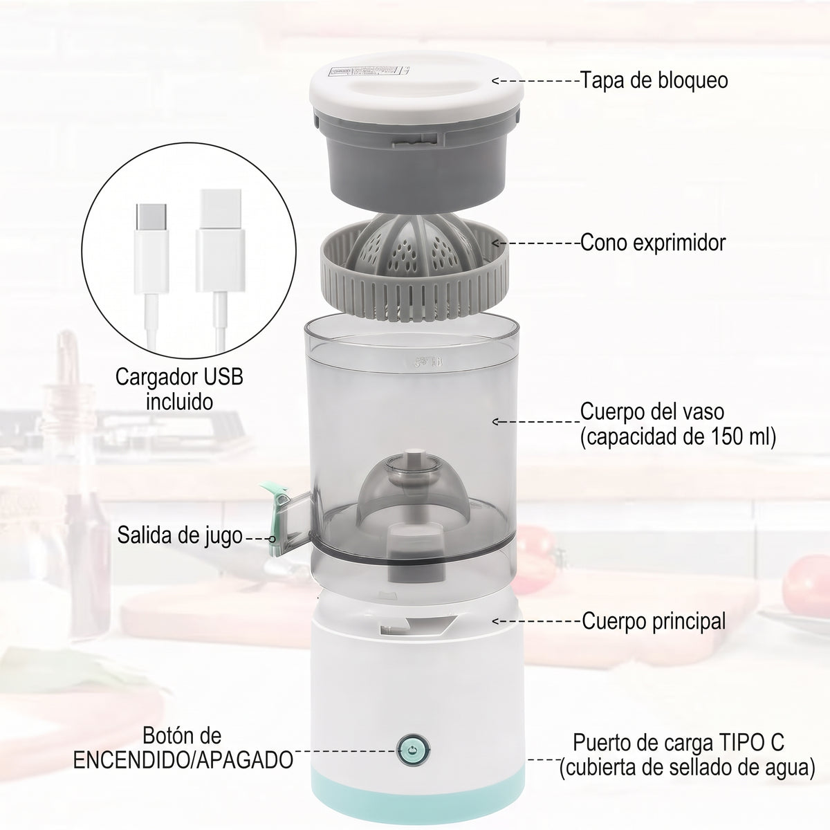 Exprimidor electrico recargable