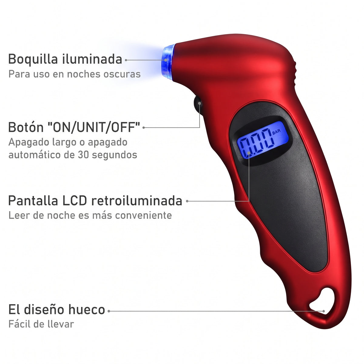 Calibre digital de presion para neumaticos