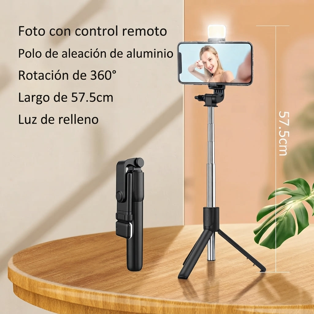Tripode de palo selfie extensible con control remoto inalambrico