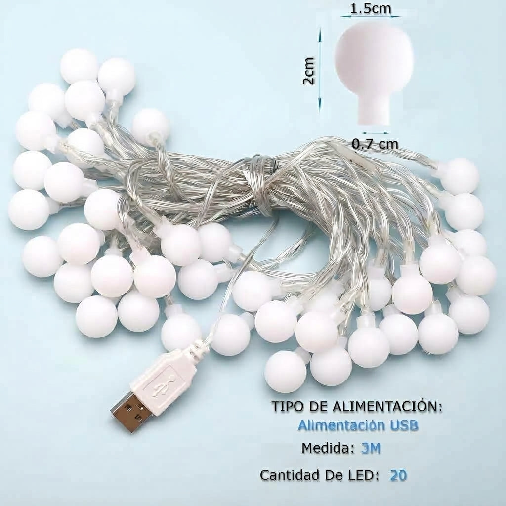 Guirnalda de bolas LED con alimentacion USB