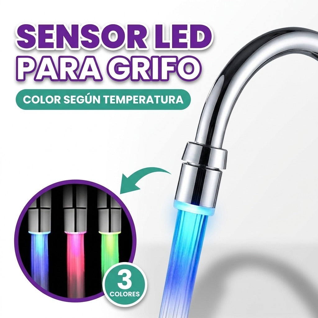 Sensor LED de temperatura para grifo de agua