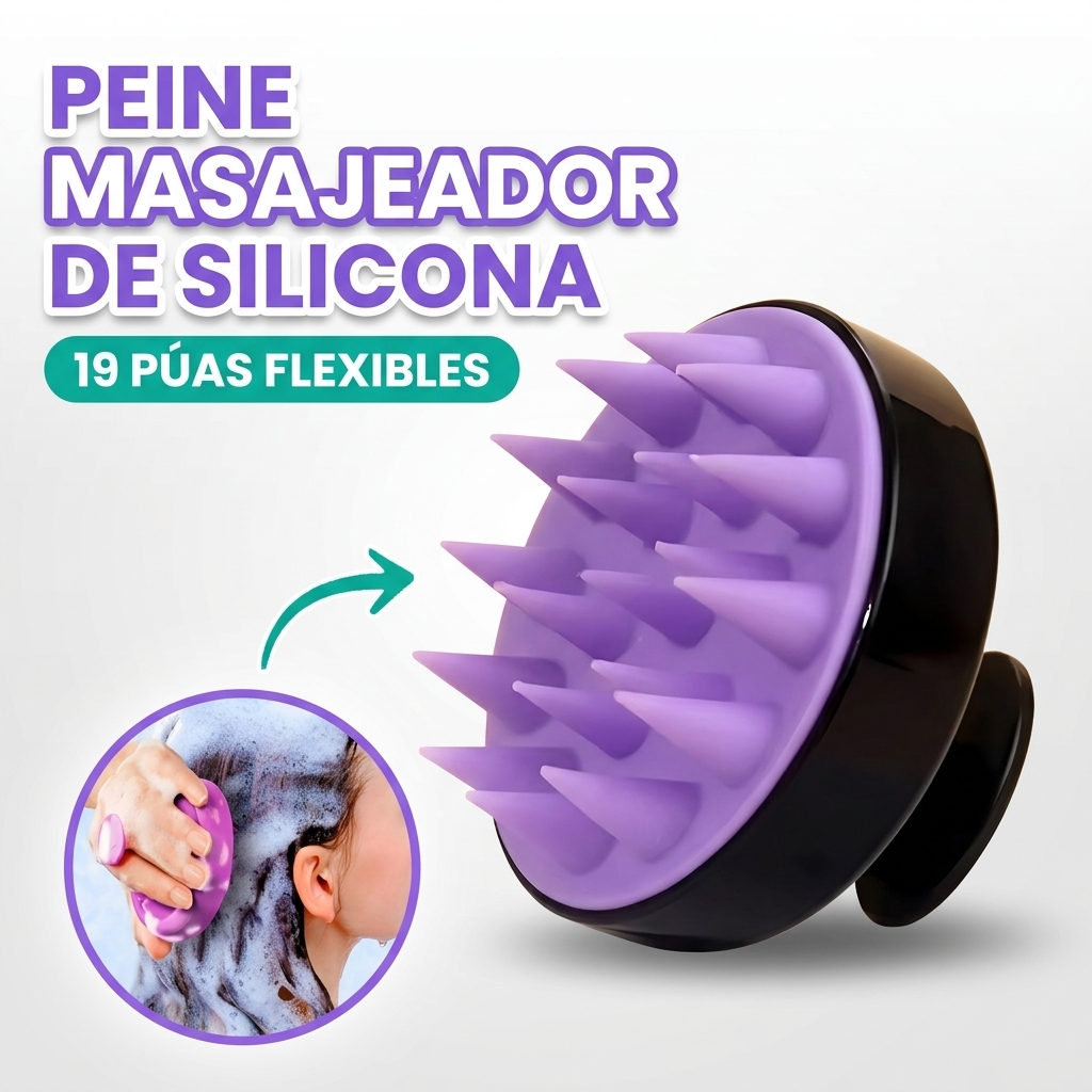 Peine masajeador de silicona para cuero cabelludo