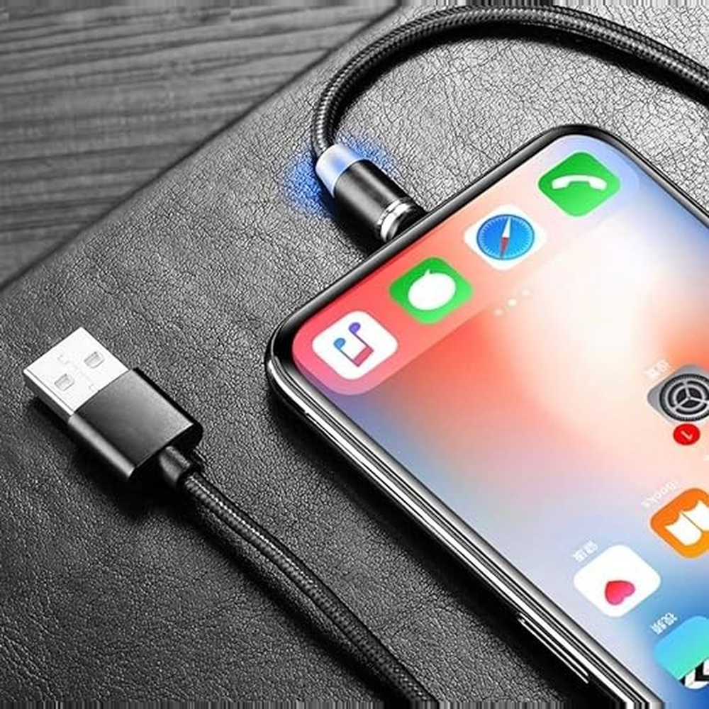 Cable de carga magnetico USB con luz LED 3 en 1