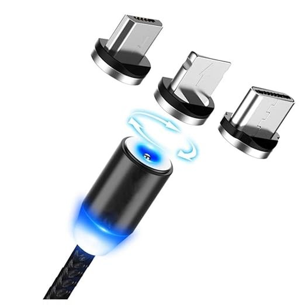 Cable de carga magnetico USB con luz LED 3 en 1