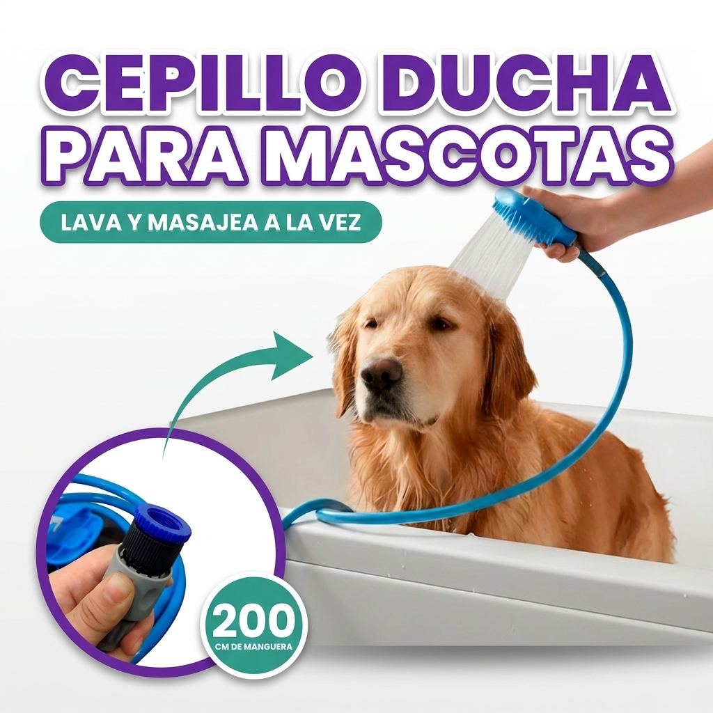 Cepillo ducha de agua a presion para mascotas