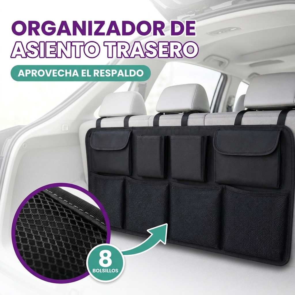 Organizador de maletero de asiento trasero para carro
