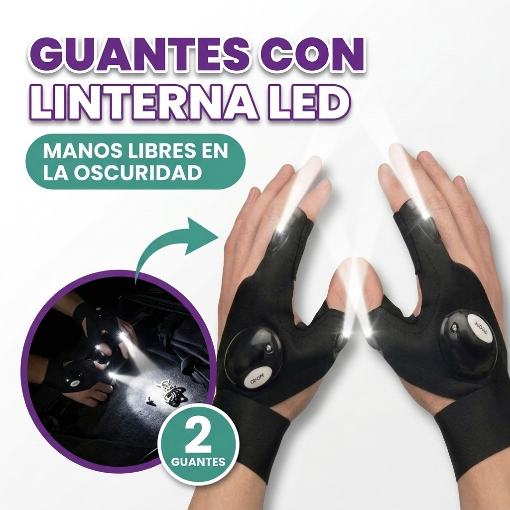 Guantes de linterna LED (pack de 2)