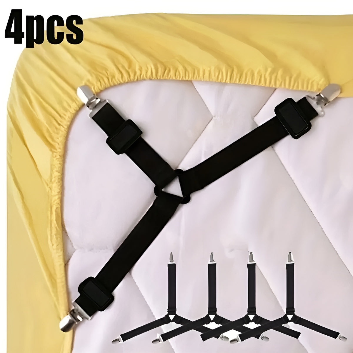 Fijadores triangulares para sábanas  (Pack de 4) para cama – Presentación del producto – Comprar en NQLN Store