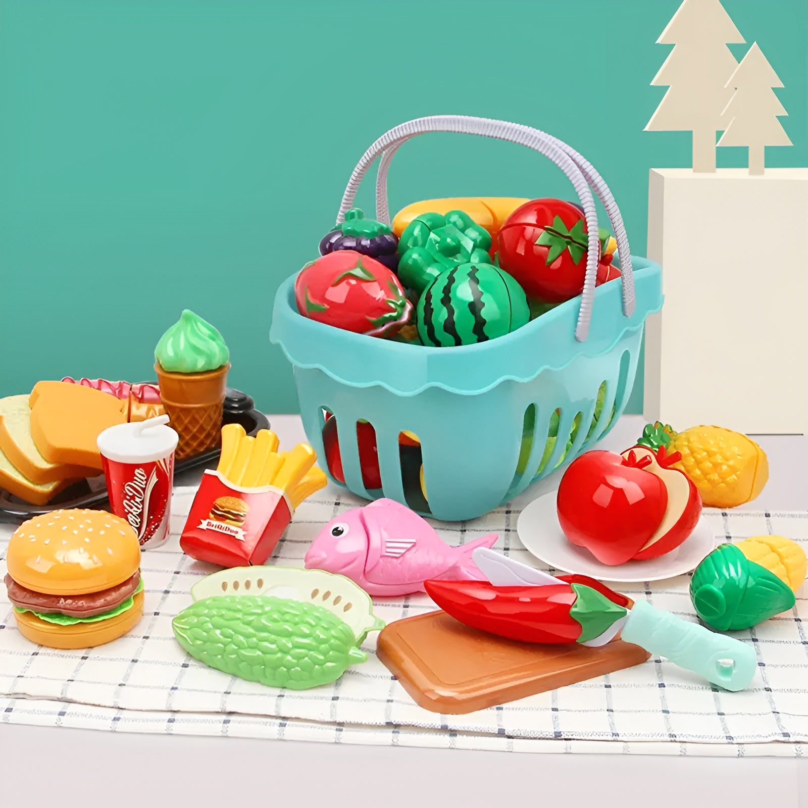 Juego de alimentos con cesta de verduras falsas para niños – Envío a toda Venezuela – NQLN Store