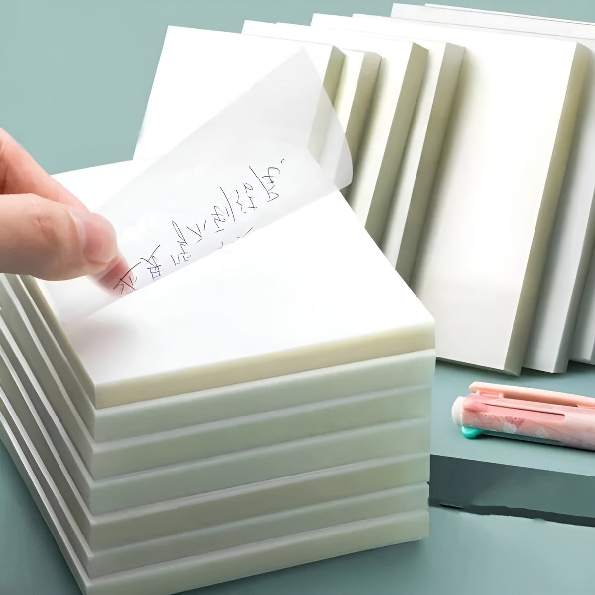 Notas adhesivas transparentes – Vista detalle del producto – NQLN Store