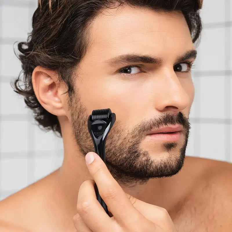 Rodillo dermico de microagujas para barba – Vista de cerca del producto – NQLN Store