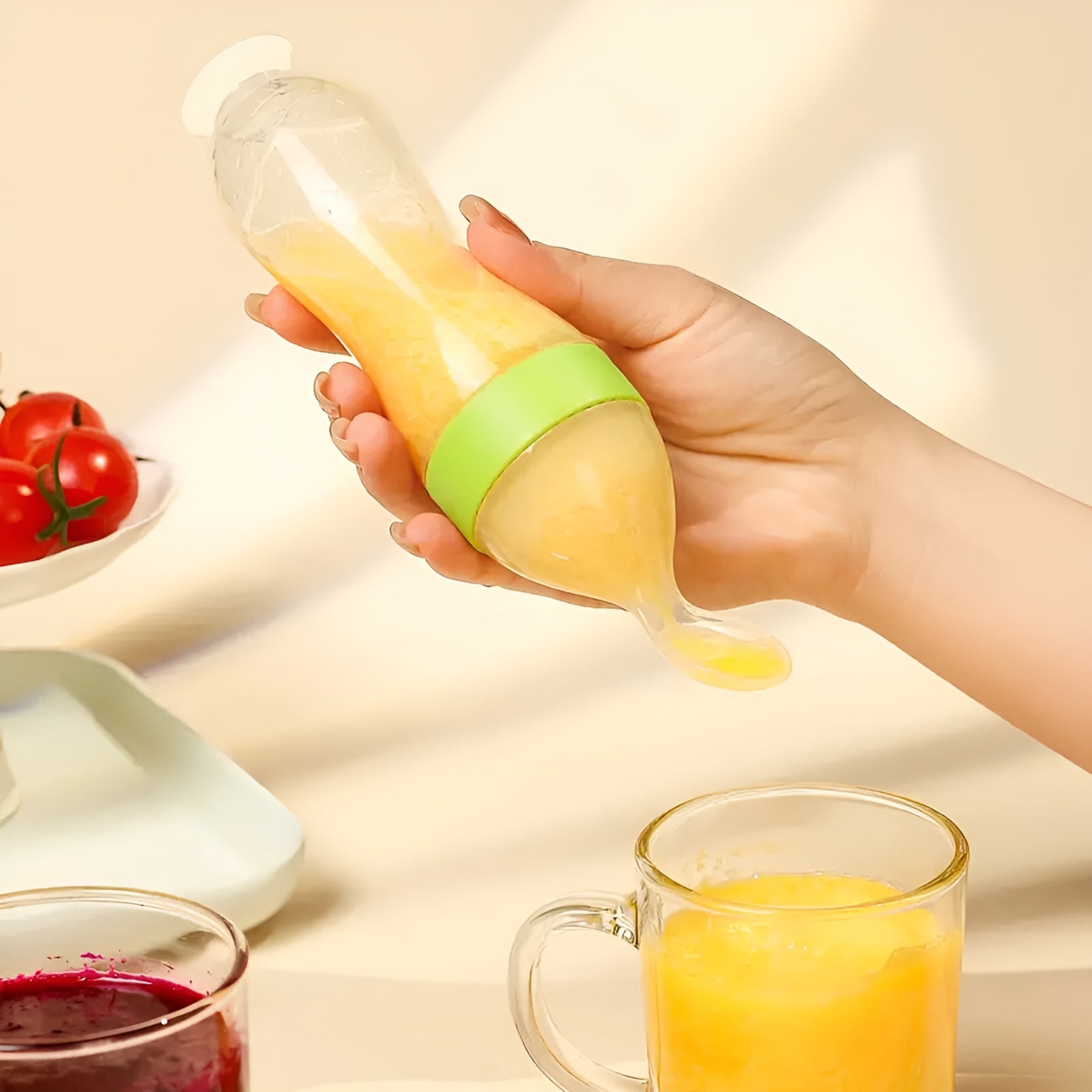 Botella de silicona con cuchara y cubierta  90ml – Tienda online NQLN Store Venezuela