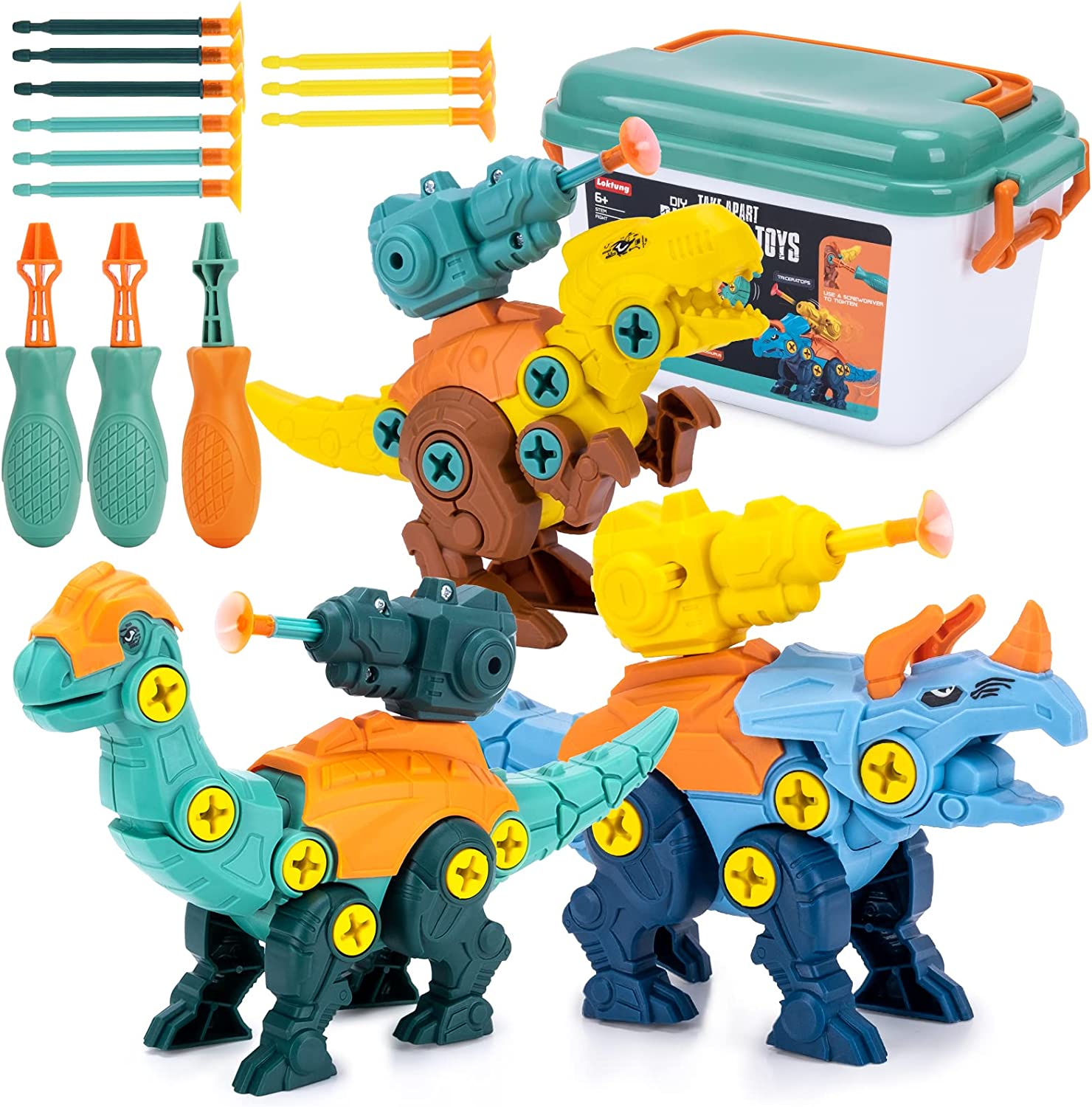 Juguete de armar dinosaurios con accesorios – Vista de cerca del producto – NQLN Store