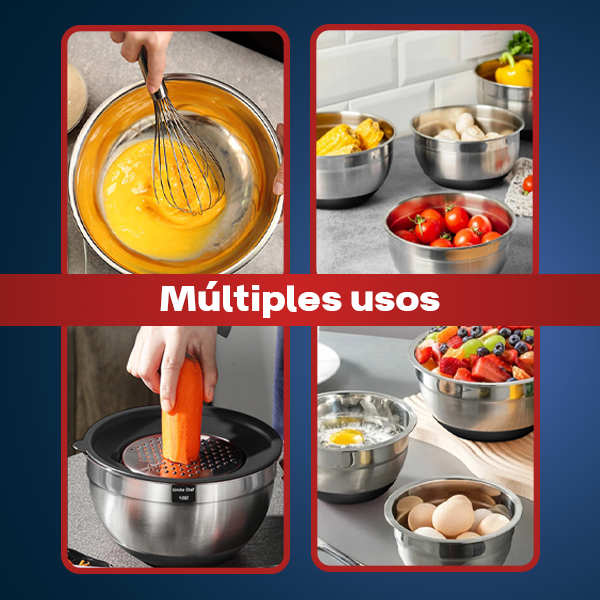 Set de bowls inoxidables Vauli (6 unidades) – Vista detalle del producto – NQLN Store