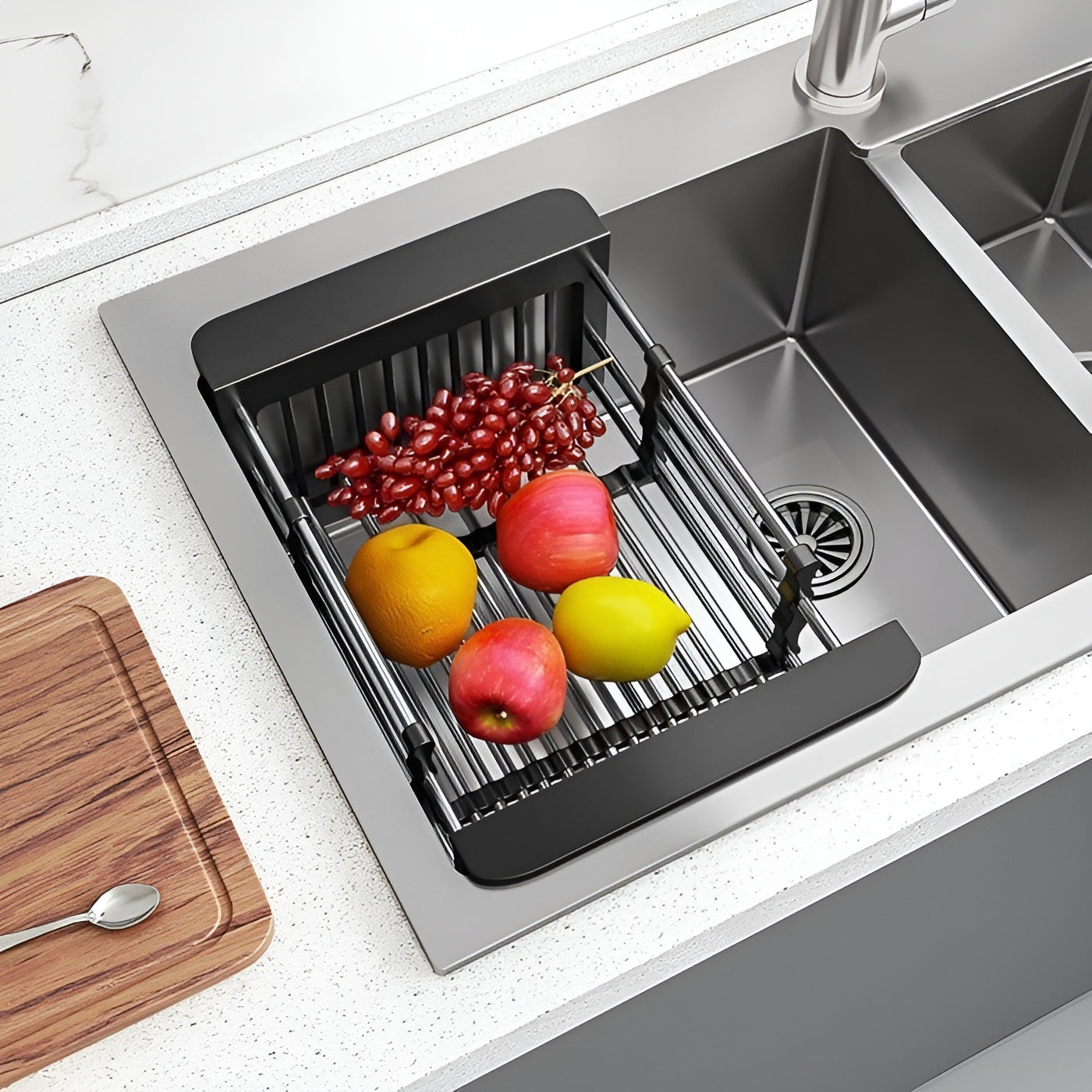 Escurridor de platos de cocina retráctil de acero inoxidable – Envío a toda Venezuela – NQLN Store