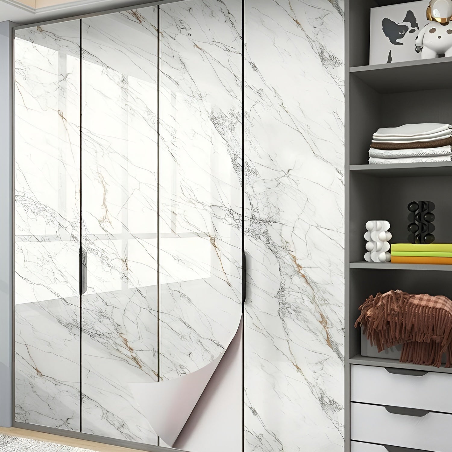 Papel tapiz 3D de mármol impermeable para cocina – Tienda online NQLN Store Venezuela