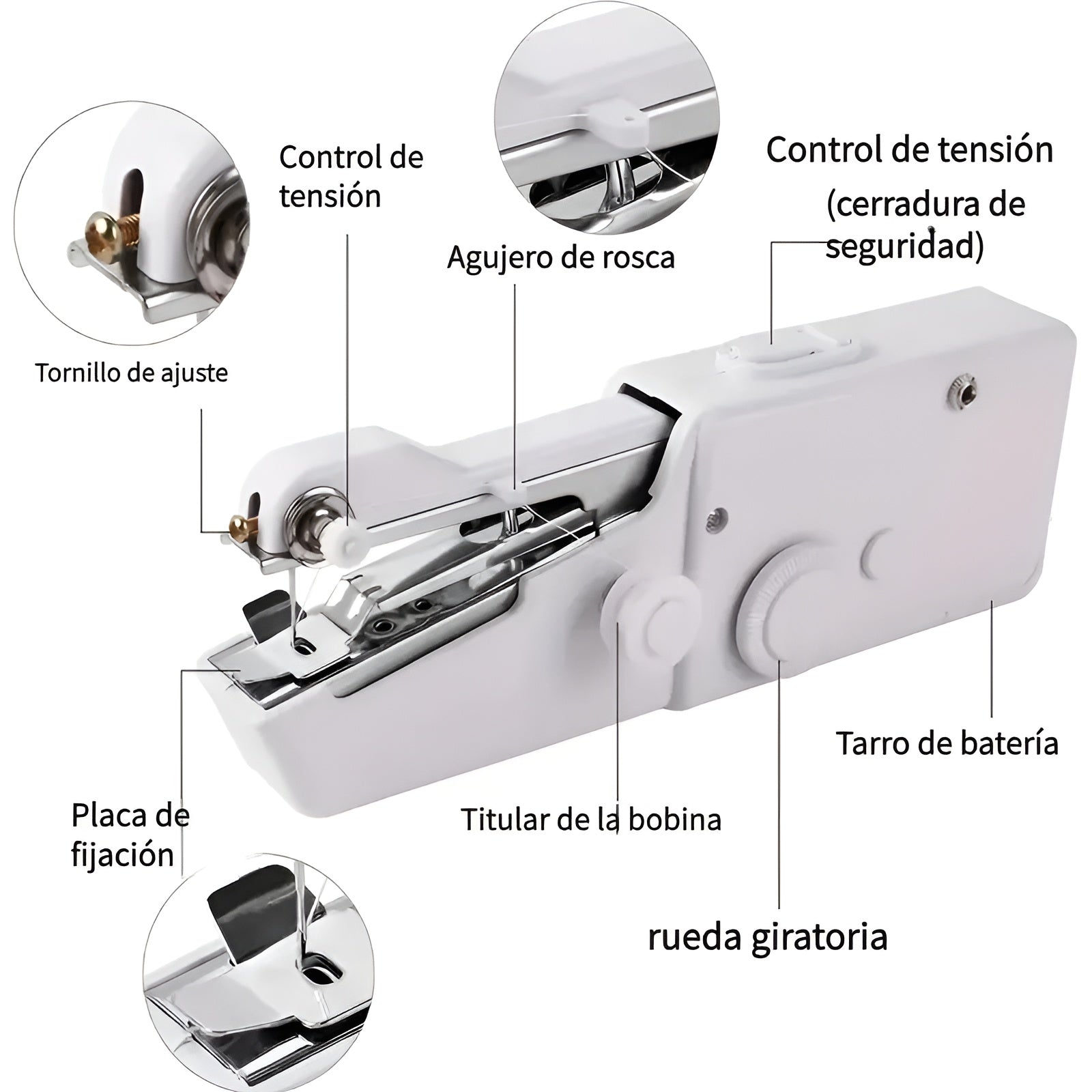 Mini maquina de coser portátil – Vista adicional – Disponible en NQLN Store Venezuela