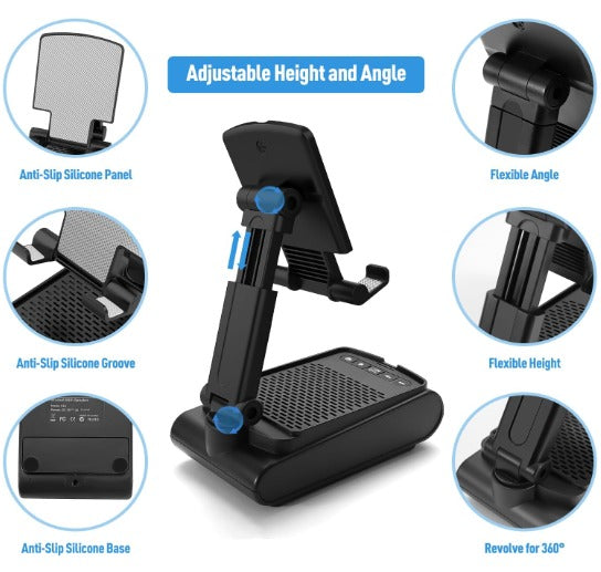 Soporte para teléfono con altavoz y base antideslizante – Vista de cerca del producto – NQLN Store