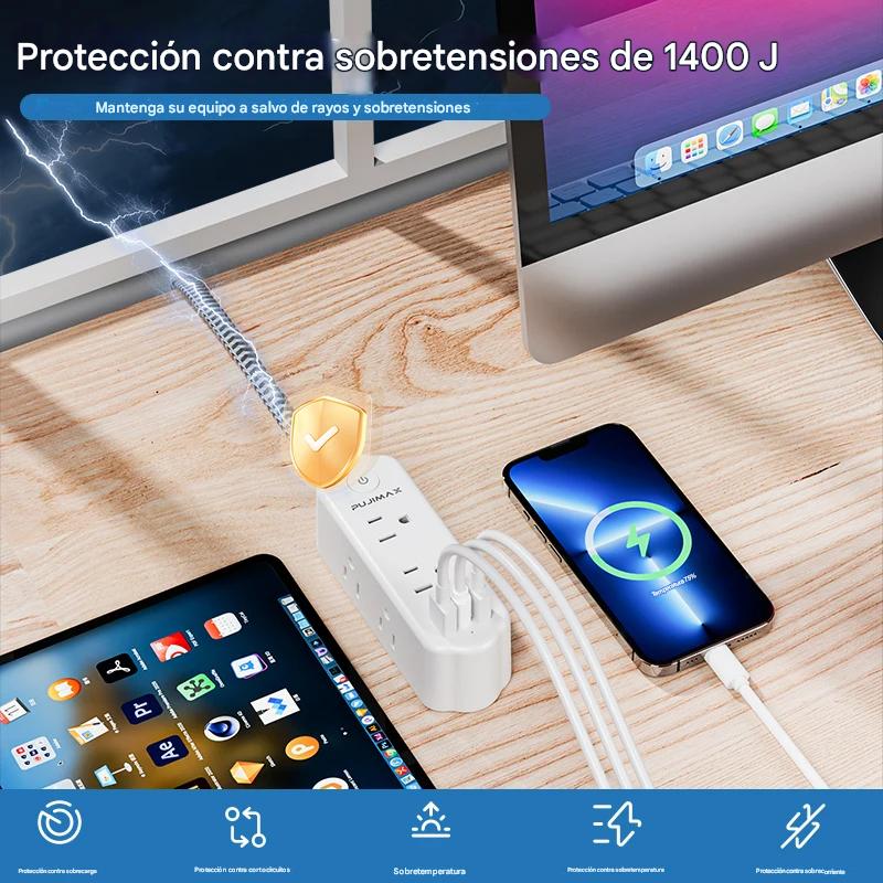 Regleta de alimentacion de 9 puertos PUJIMAX – Vista detalle del producto – NQLN Store