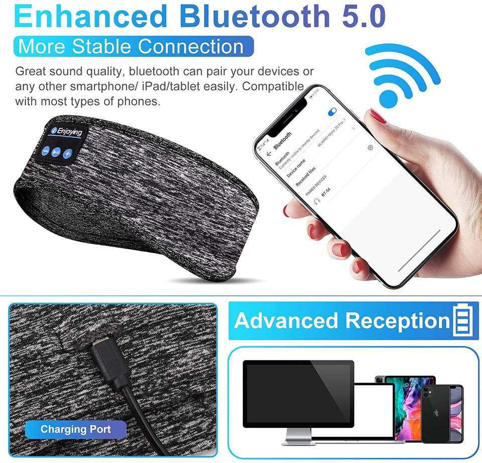 Cintillo con auriculares Bluetooth para ejercicio – Detalle de calidad y acabado – NQLN Store