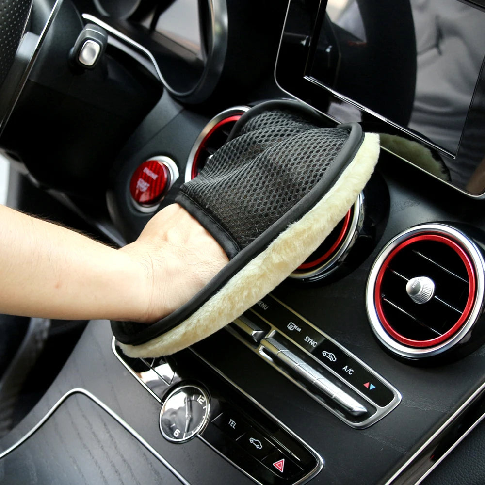 Guantes de lana para lavado de carros – Vista de cerca del producto – NQLN Store