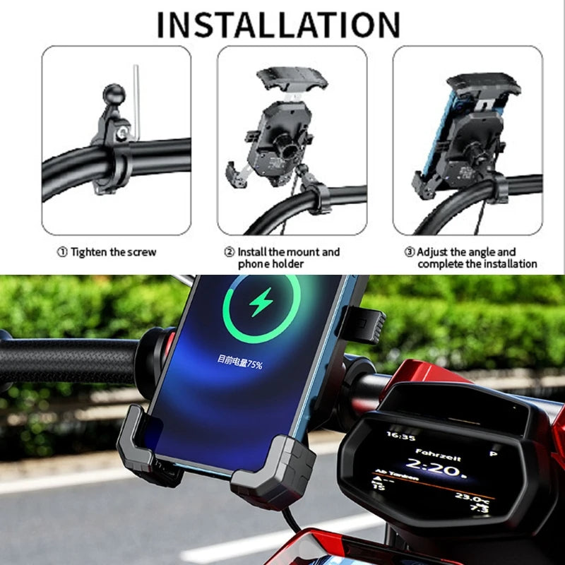 Soporte para teléfono de motocicleta con cargador inalámbrico Qi de 15 W – Comprar al mejor precio en NQLN Store Venezuela