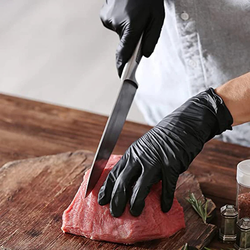 Guantes de nitrilo negro desechables sin latex 100 unidades – Vista detalle del producto – NQLN Store