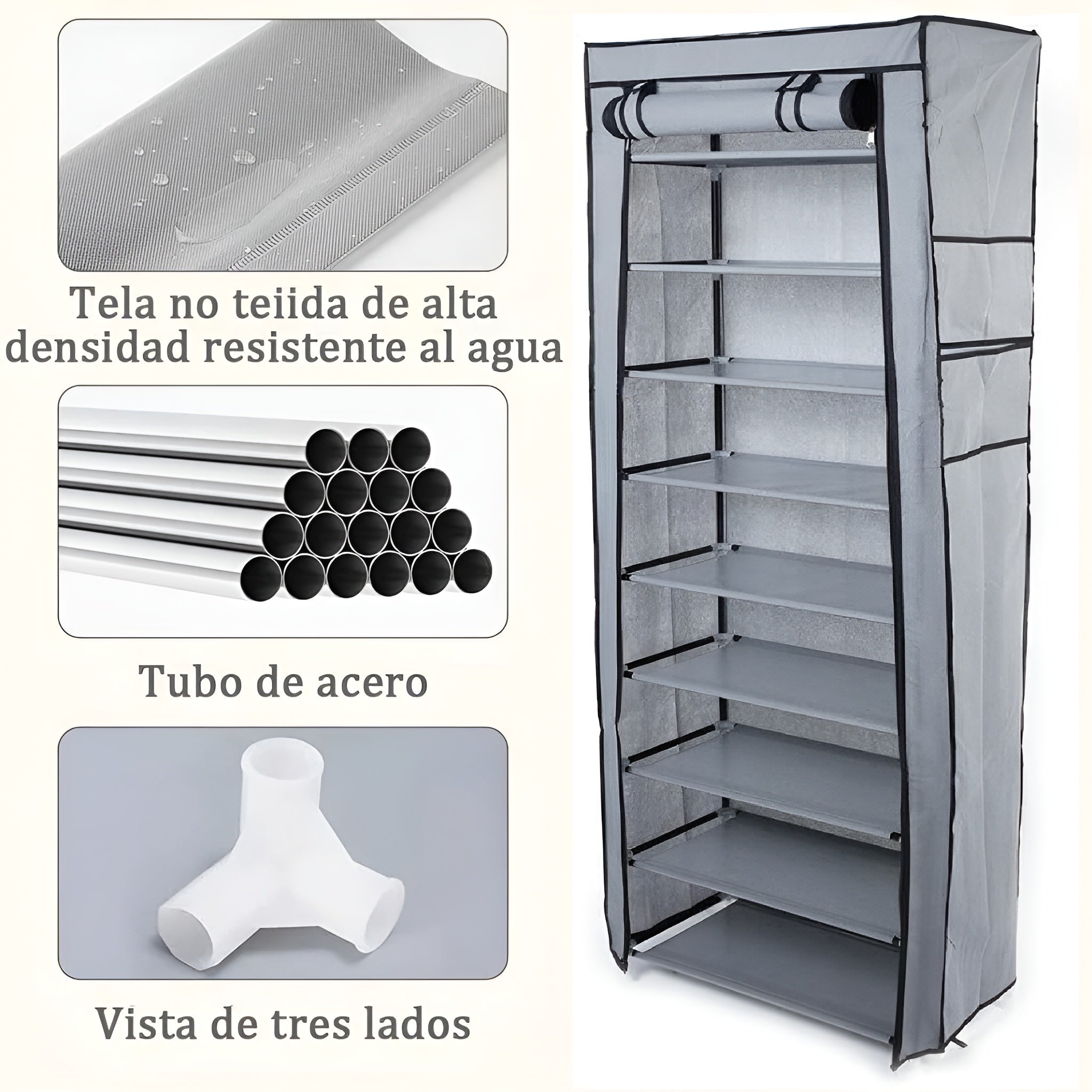 Zapatera de nueve niveles con cierre – Tienda online NQLN Store Venezuela