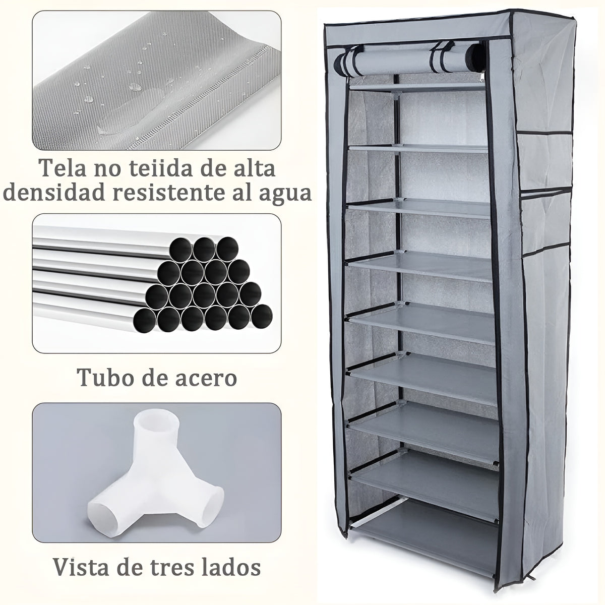 Zapatera de nueve niveles con cierre – Tienda online NQLN Store Venezuela