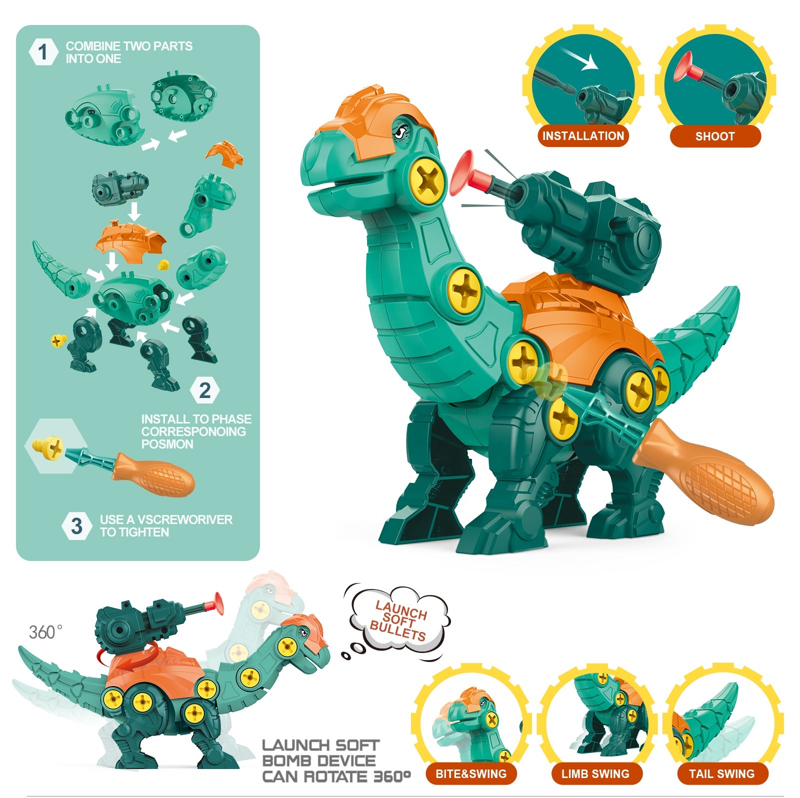 Juguete de armar dinosaurios con accesorios – Tienda online NQLN Store Venezuela