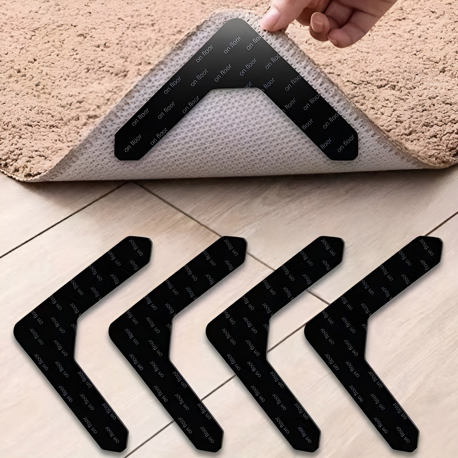 Cinta Antideslizante Para Alfombra (4 unidades) – Vista de cerca del producto – NQLN Store