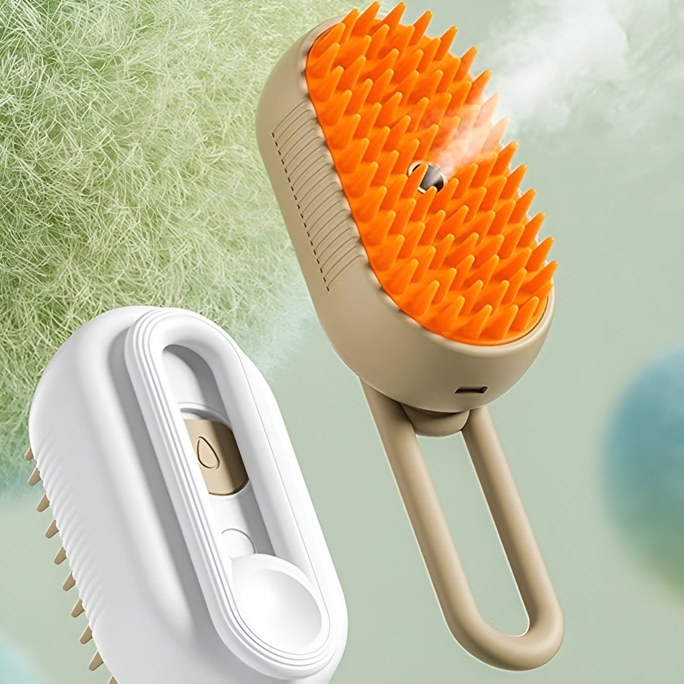 Cepillo para mascotas con vapor – Vista de cerca del producto – NQLN Store