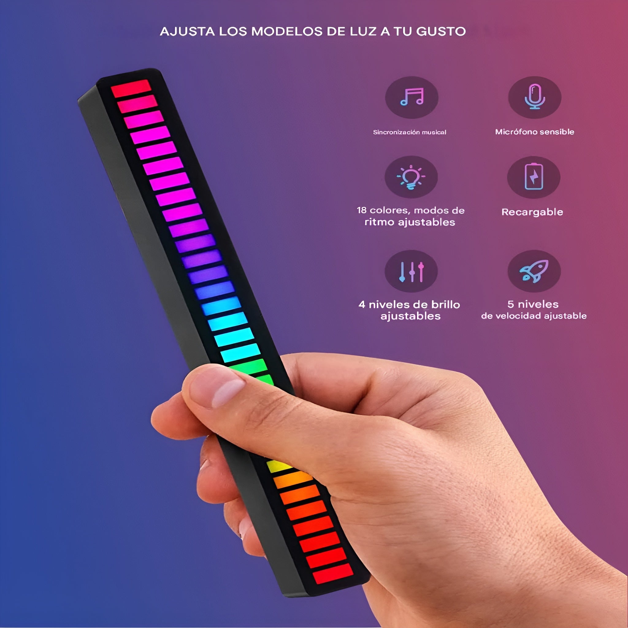 Barra de luces LED ritmo de sonido ambiental – Comprar al mejor precio en NQLN Store Venezuela