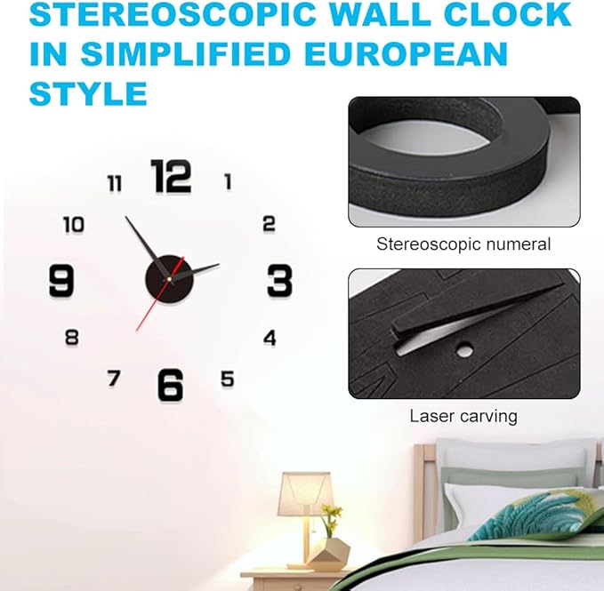Reloj de pared 3D sin marco – Detalle de calidad y acabado – NQLN Store