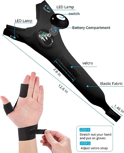 Guantes de linterna LED (Pack de 2) – Detalle de calidad y acabado – NQLN Store