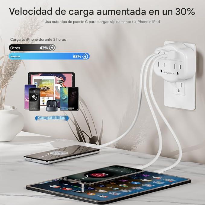 Extensor de toma de corriente 5 en 1 PUJIMAX – Tienda online NQLN Store Venezuela