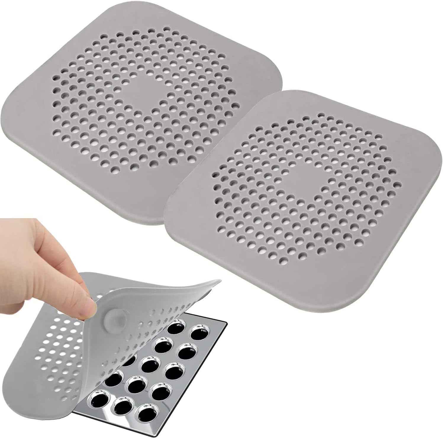 Tapon multifuncional cuadrado para drenaje (Pack de 2) para pelo y ducha – Tienda online NQLN Store Venezuela