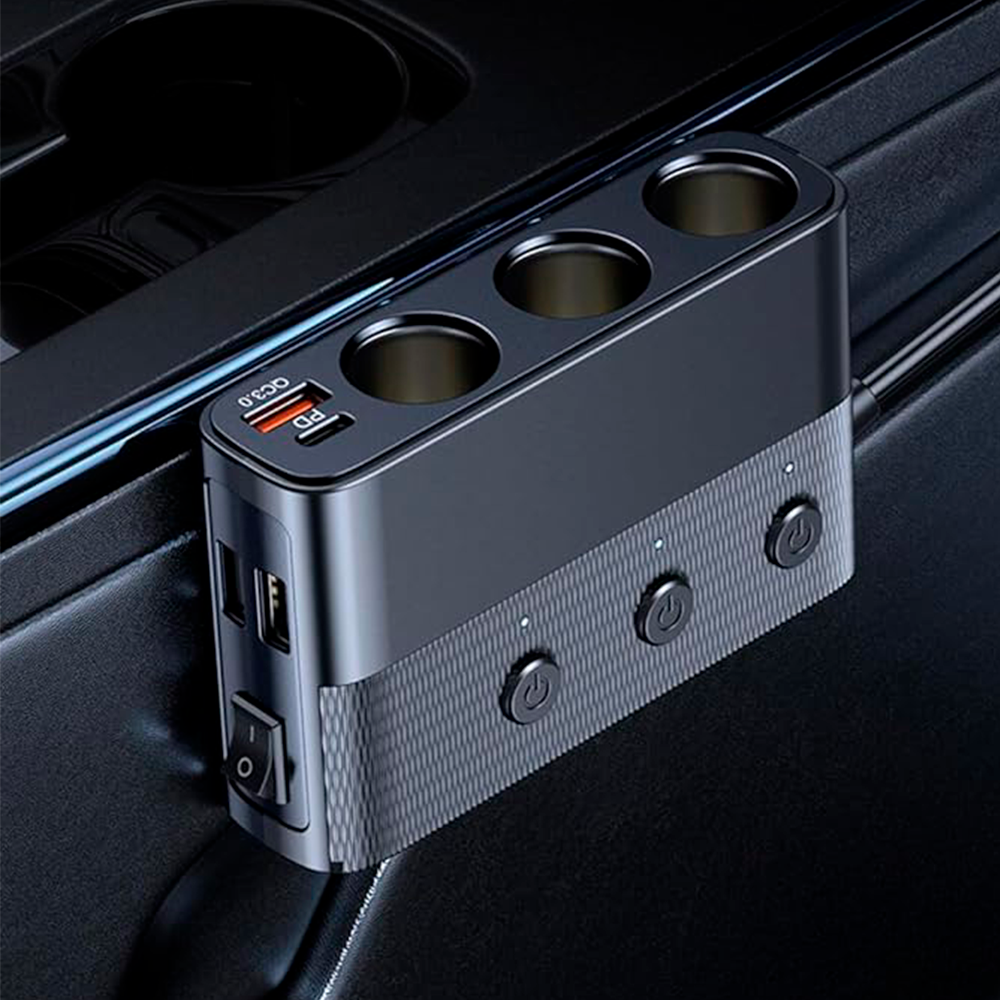 Cargador Multi-Puertos digital para carro – Detalle de calidad y acabado – NQLN Store
