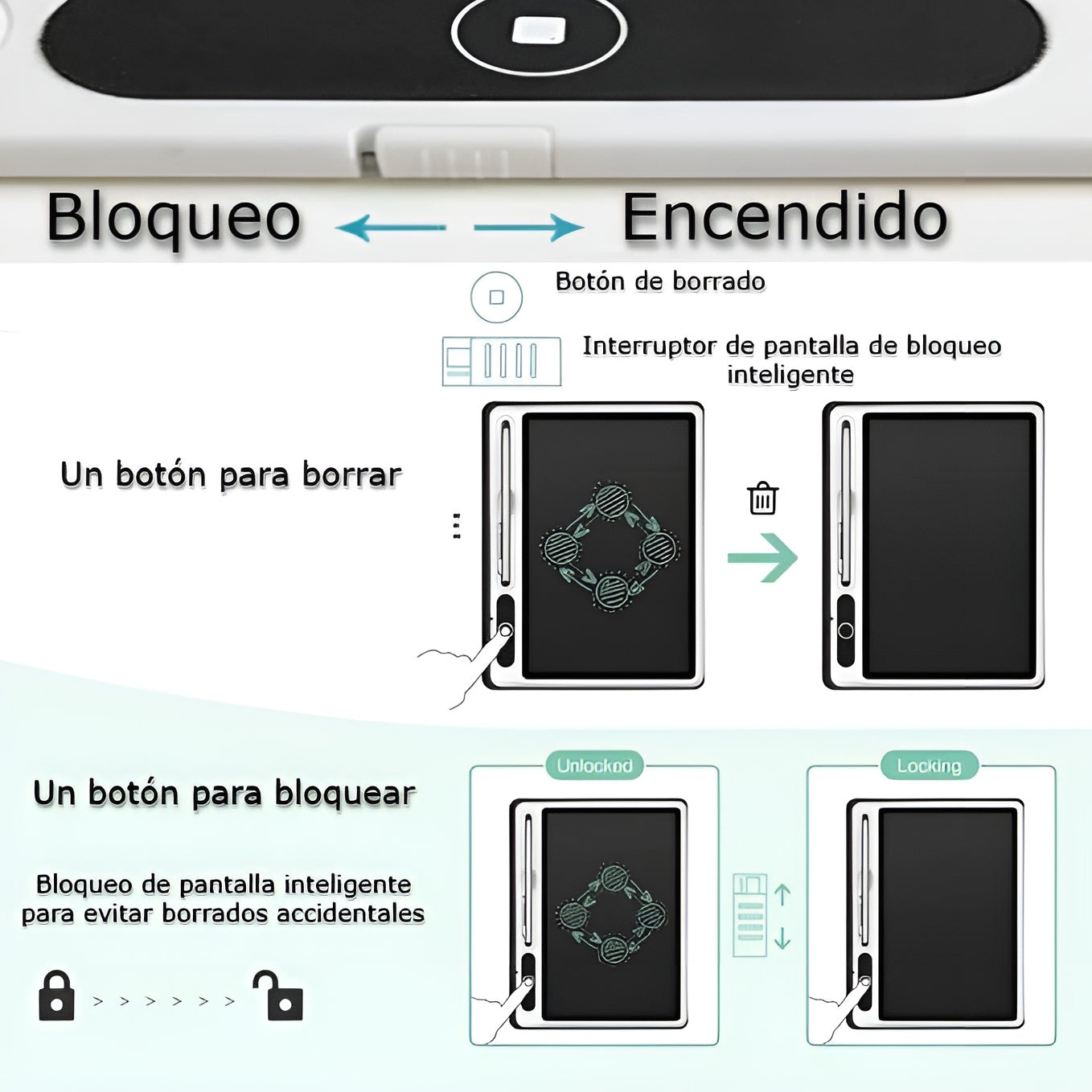 Tableta de escritura portátil – Vista de cerca del producto – NQLN Store