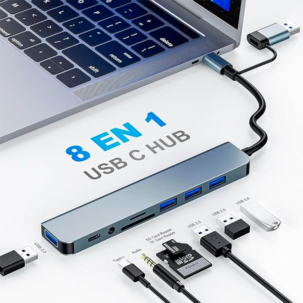 Concentrador de puertos USB 8 en 1 – Disponible en NQLN Store con envío gratis desde $20