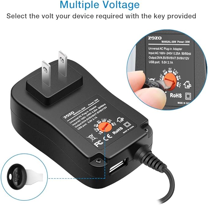 Adaptador universal AC/DC 30W – Vista adicional – Disponible en NQLN Store Venezuela