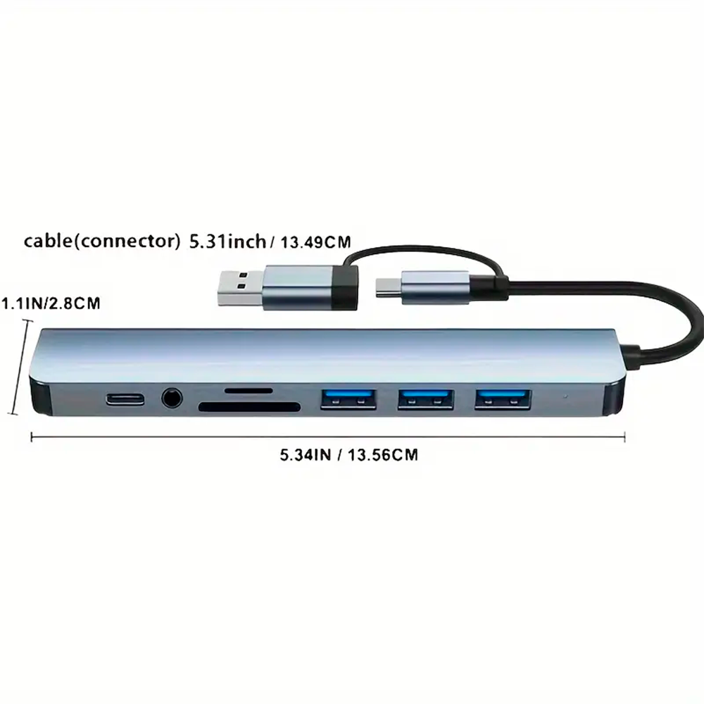 Concentrador de puertos USB 8 en 1 – Detalle y presentación – NQLN Store Venezuela